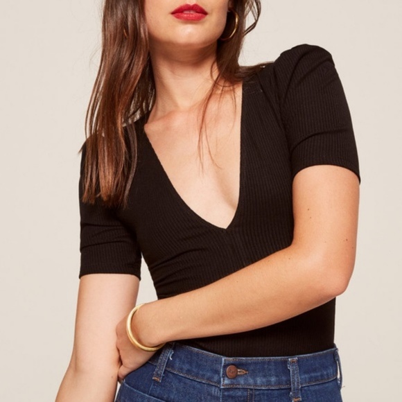Reformation Tops - Reformation Black V-Neck Top